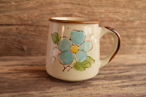 Light Blue Flower Stoneware Vintage Mug